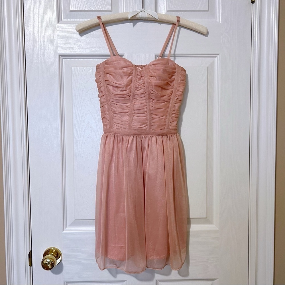 Rare London Dusty Pink Ruched Bustier Mini Short Formal Dress - Sz XS